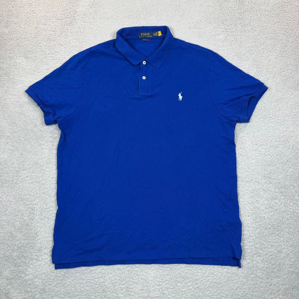 Polo Ralph Lauren Mens XL Custom Slim Fit Short Sleeve Polo Shirt Royal Blue